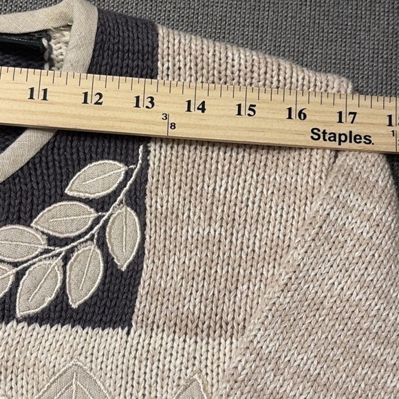 VTG Orvis Women's Patchwork Leaf Knit Grandma Sweater Button Front Cottagecore S - Picture 13 of 16